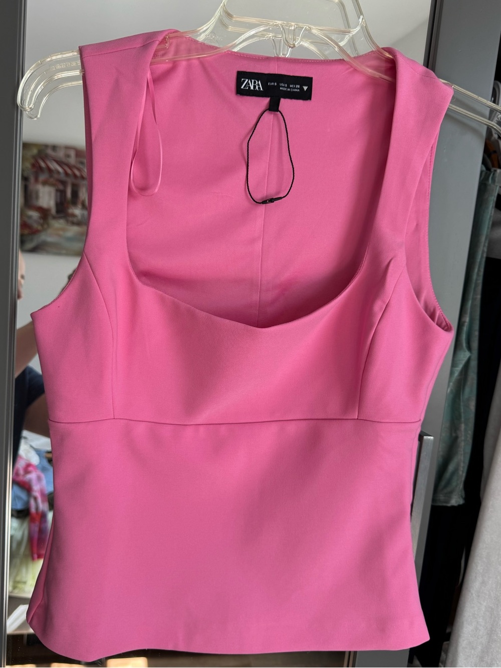 Zara Bright Pink Square-Neck Camisole